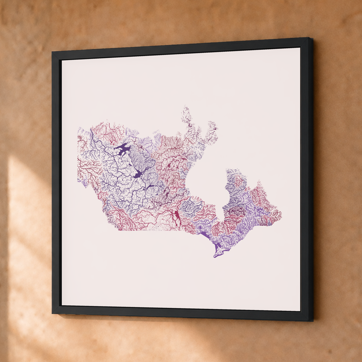 Beautiful Rivers — Canadá — Ameixa e rosé, Fine art emoldurado · 50 × 50 cm, Preto · Sem margem
