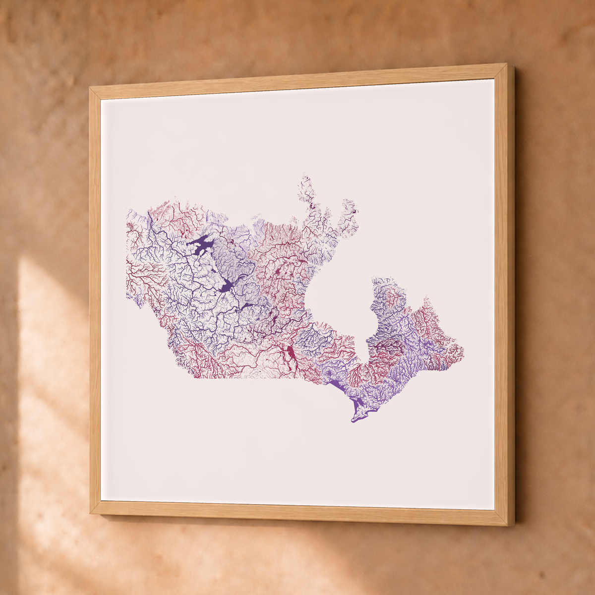 Beautiful Rivers — Canadá — Ameixa e rosé, Fine art emoldurado · 50 × 50 cm, Natural · Sem margem