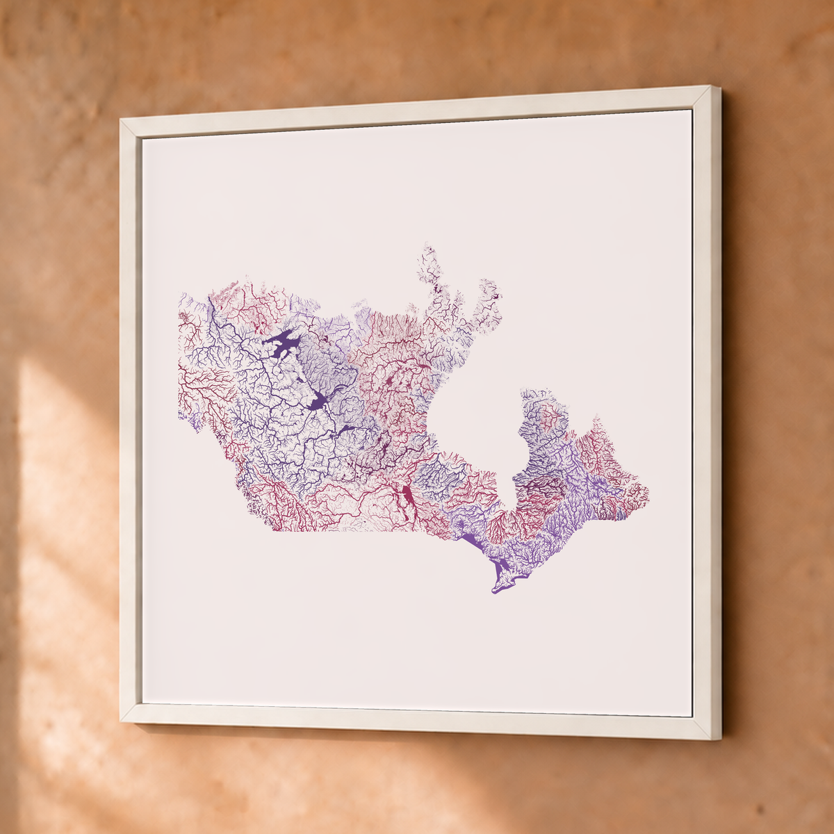 Beautiful Rivers — Canadá — Ameixa e rosé, Fine art emoldurado · 50 × 50 cm, Branco · Sem margem