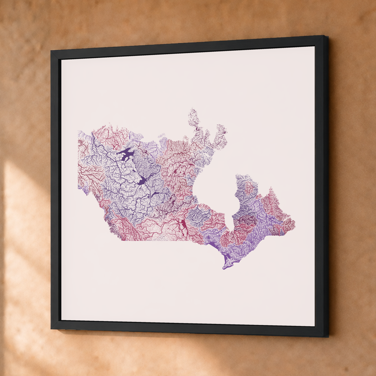 Beautiful Rivers — Canadá — Ameixa e rosé, Fine art emoldurado · 76 × 76 cm, Preto · Sem margem