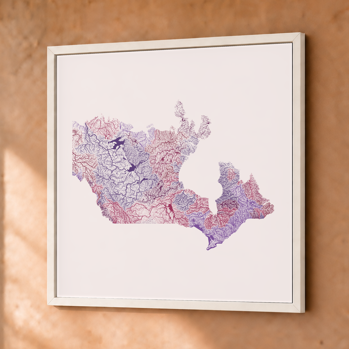 Beautiful Rivers — Canadá — Ameixa e rosé, Fine art emoldurado · 76 × 76 cm, Branco · Sem margem