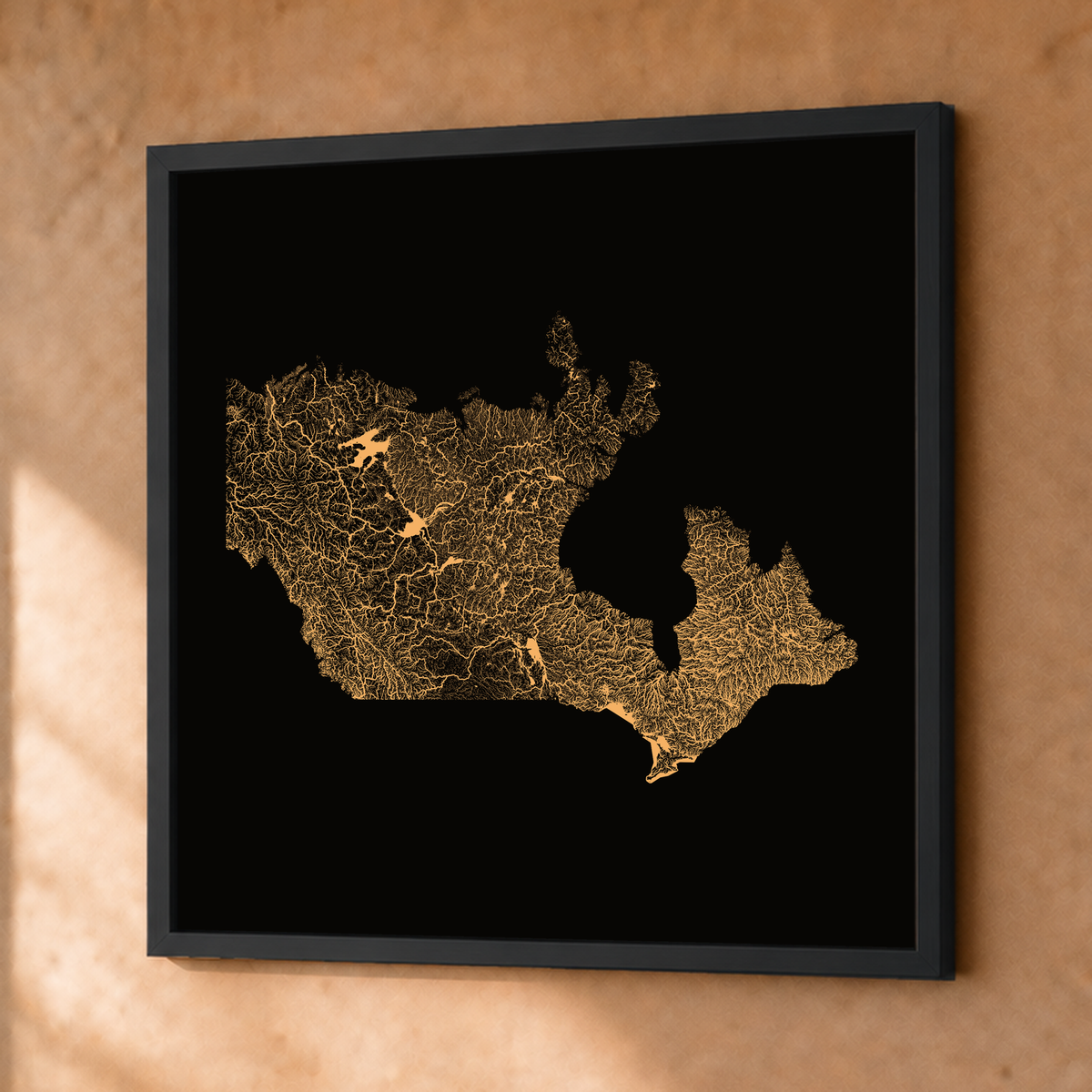 Beautiful Rivers — Canadá — Cobre, Fine art emoldurado · 76 × 76 cm, Preto · Sem margem