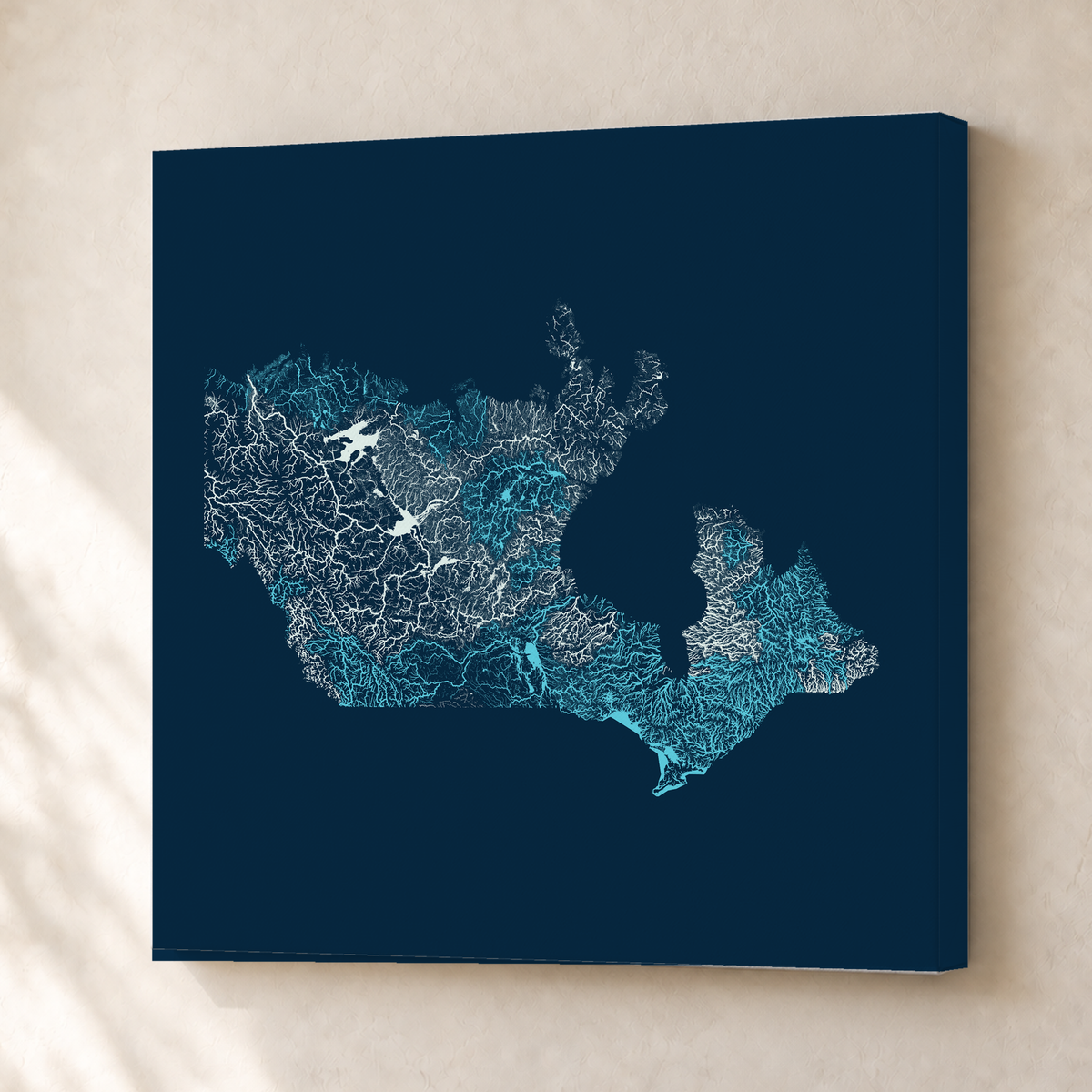 Beautiful Rivers — Canadá — Cianotipia, Canvas · 50 × 50 cm, Sem margem