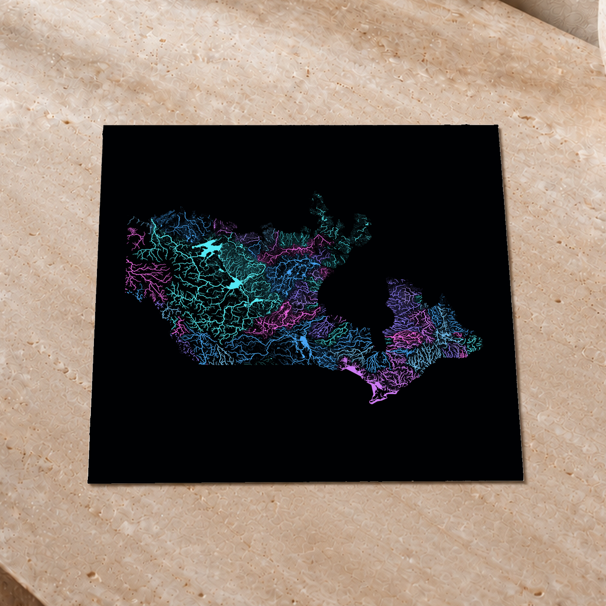 Beautiful Rivers — Canadá — Neon hidrográfico, Impressão fine art · 30 × 30 cm, Sem margem