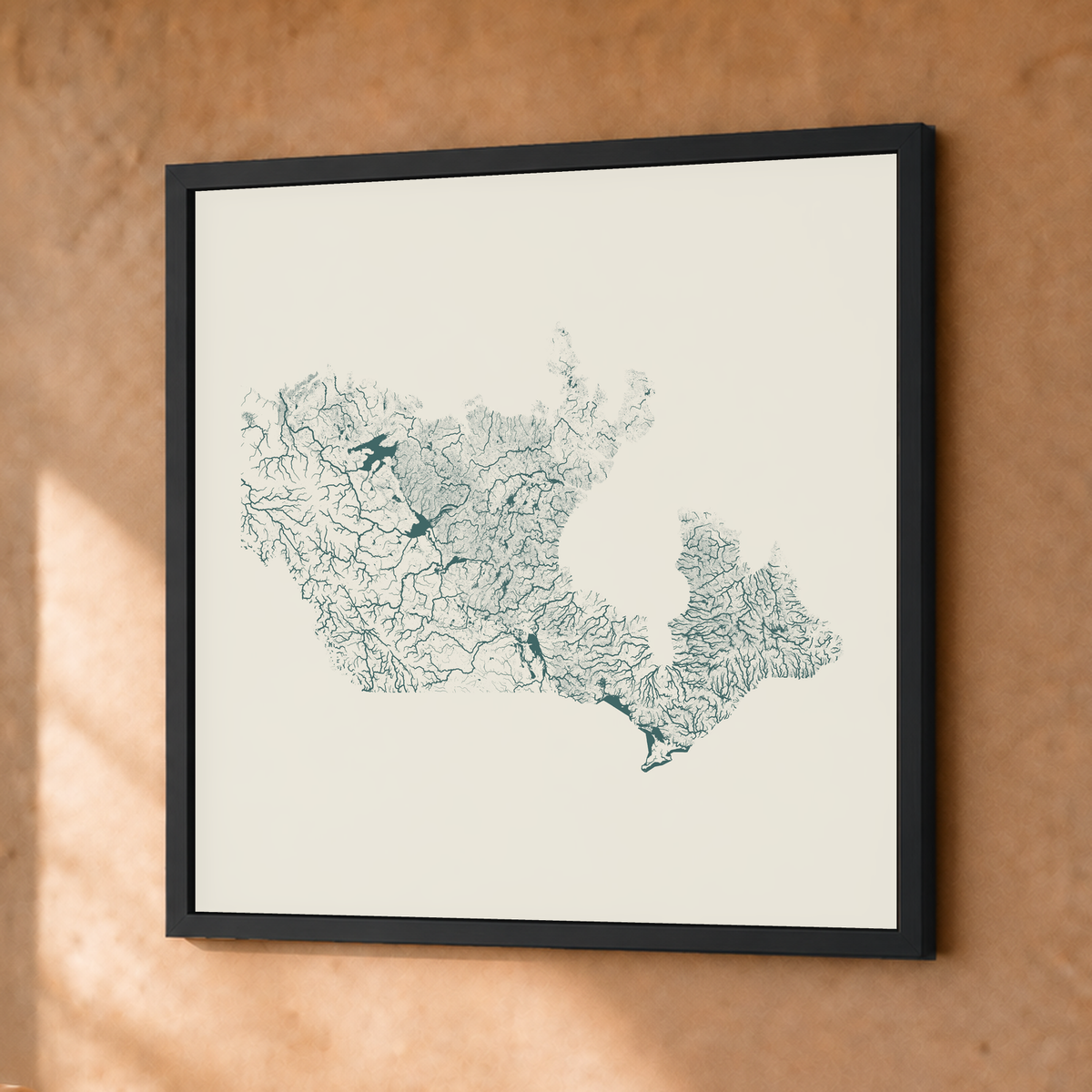Beautiful Rivers — Canadá — Natural e luminosa, Fine art emoldurado · 30 × 30 cm, Preto · Sem margem