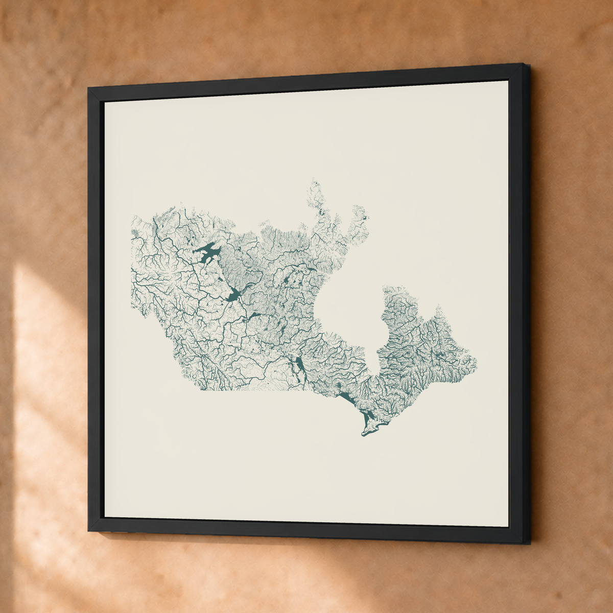 Beautiful Rivers — Canadá — Natural e luminosa, Fine art emoldurado · 50 × 50 cm, Preto · Sem margem