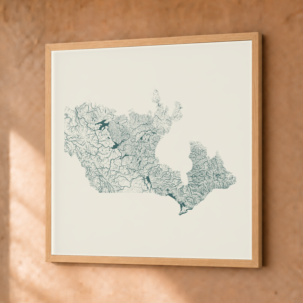 Beautiful Rivers — Canadá — Natural e luminosa, Fine art emoldurado · 50 × 50 cm, Natural · Sem margem