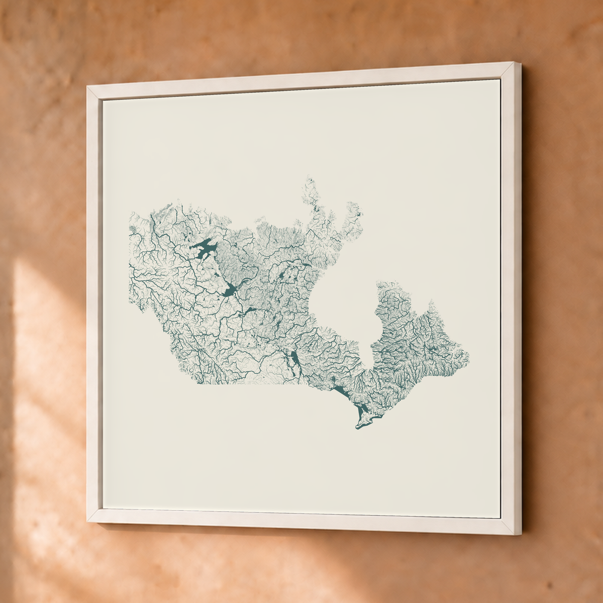 Beautiful Rivers — Canadá — Natural e luminosa, Fine art emoldurado · 50 × 50 cm, Branco · Sem margem