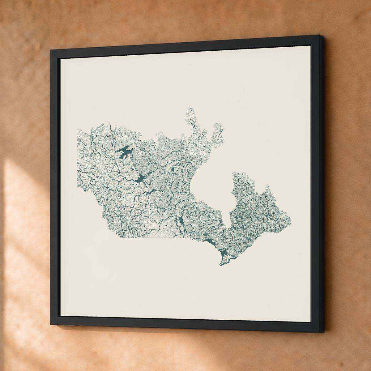 Beautiful Rivers — Canadá — Natural e luminosa, Fine art emoldurado · 76 × 76 cm, Preto · Sem margem