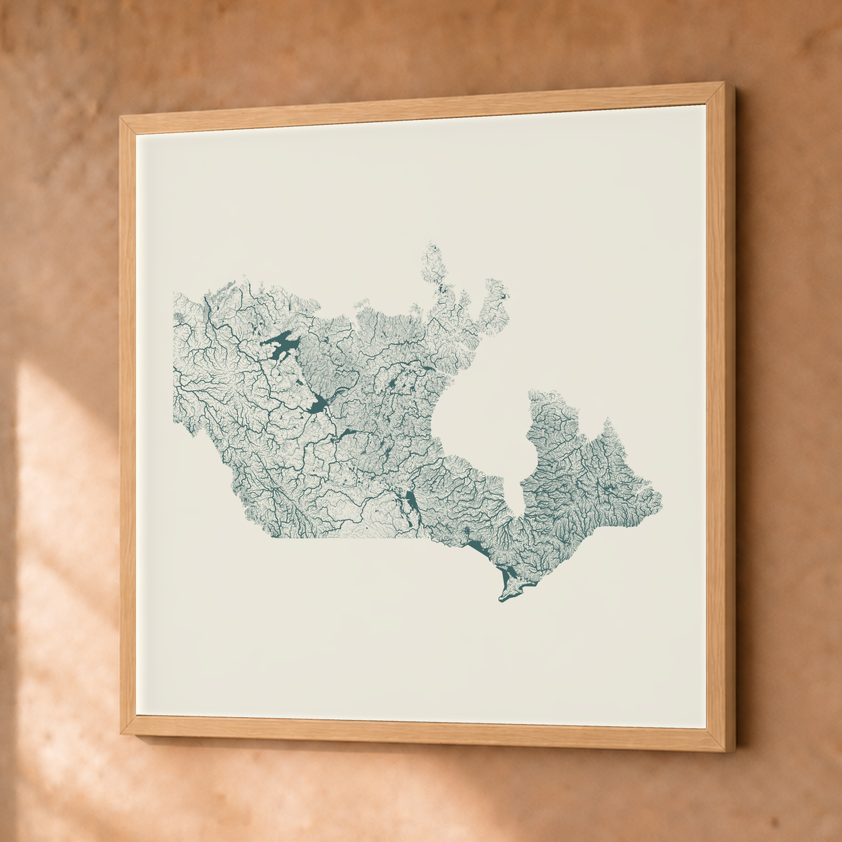 Beautiful Rivers — Canadá — Natural e luminosa, Fine art emoldurado · 76 × 76 cm, Natural · Sem margem