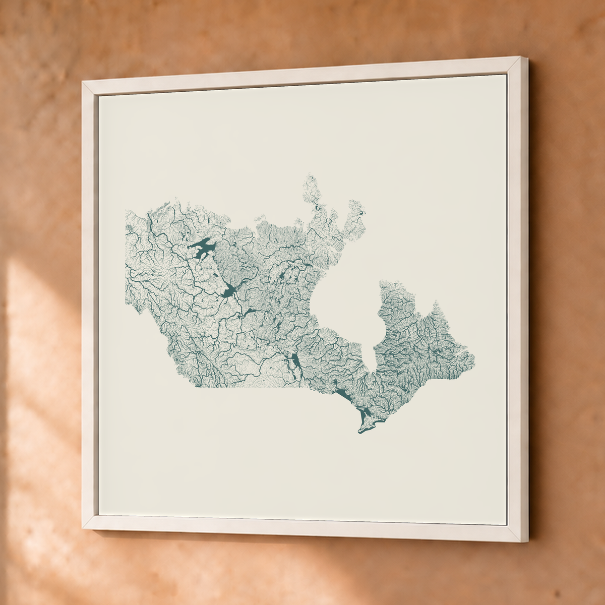 Beautiful Rivers — Canadá — Natural e luminosa, Fine art emoldurado · 76 × 76 cm, Branco · Sem margem