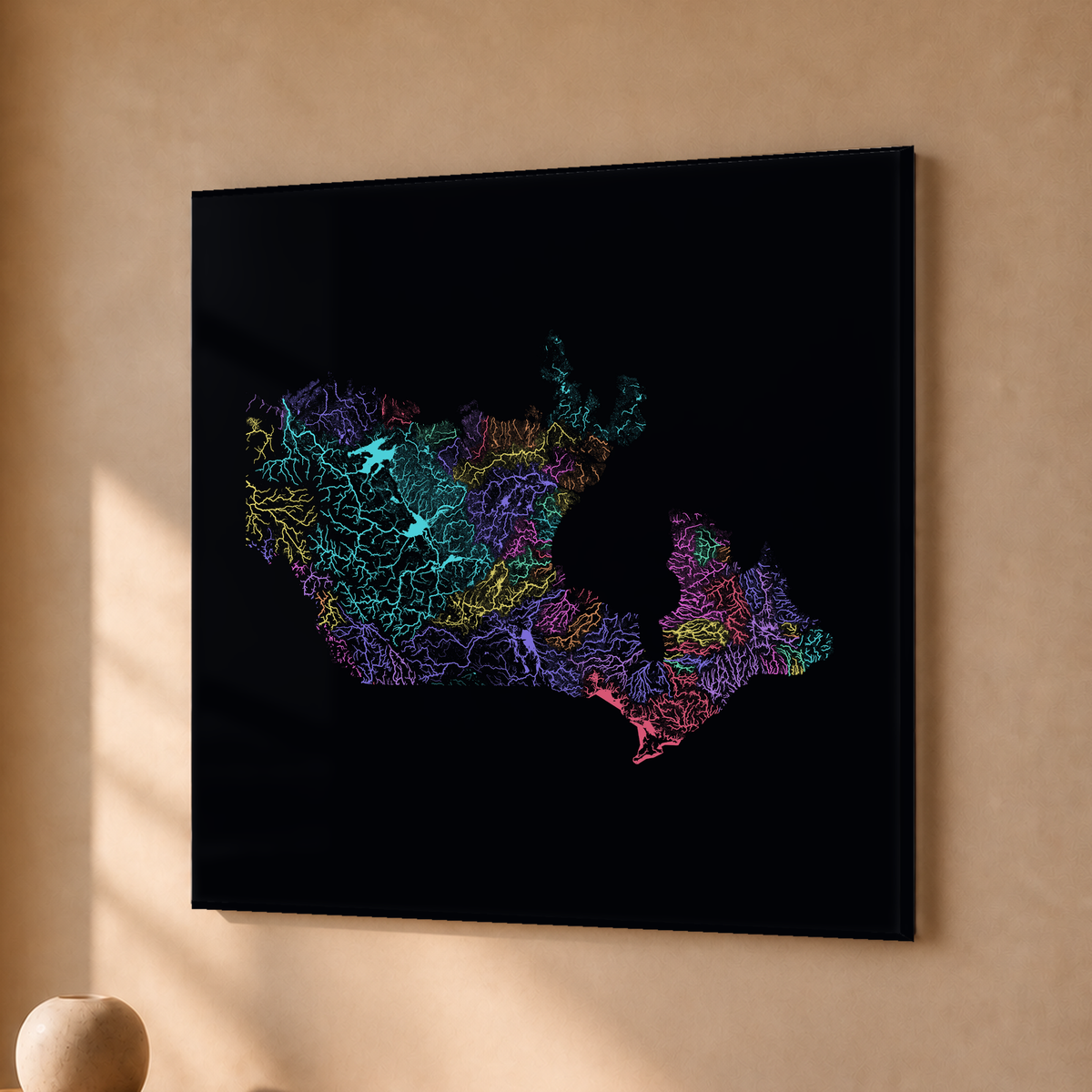 Beautiful Rivers — Canadá — Neon por território, Acrílico · 30 × 30 cm, Sem margem