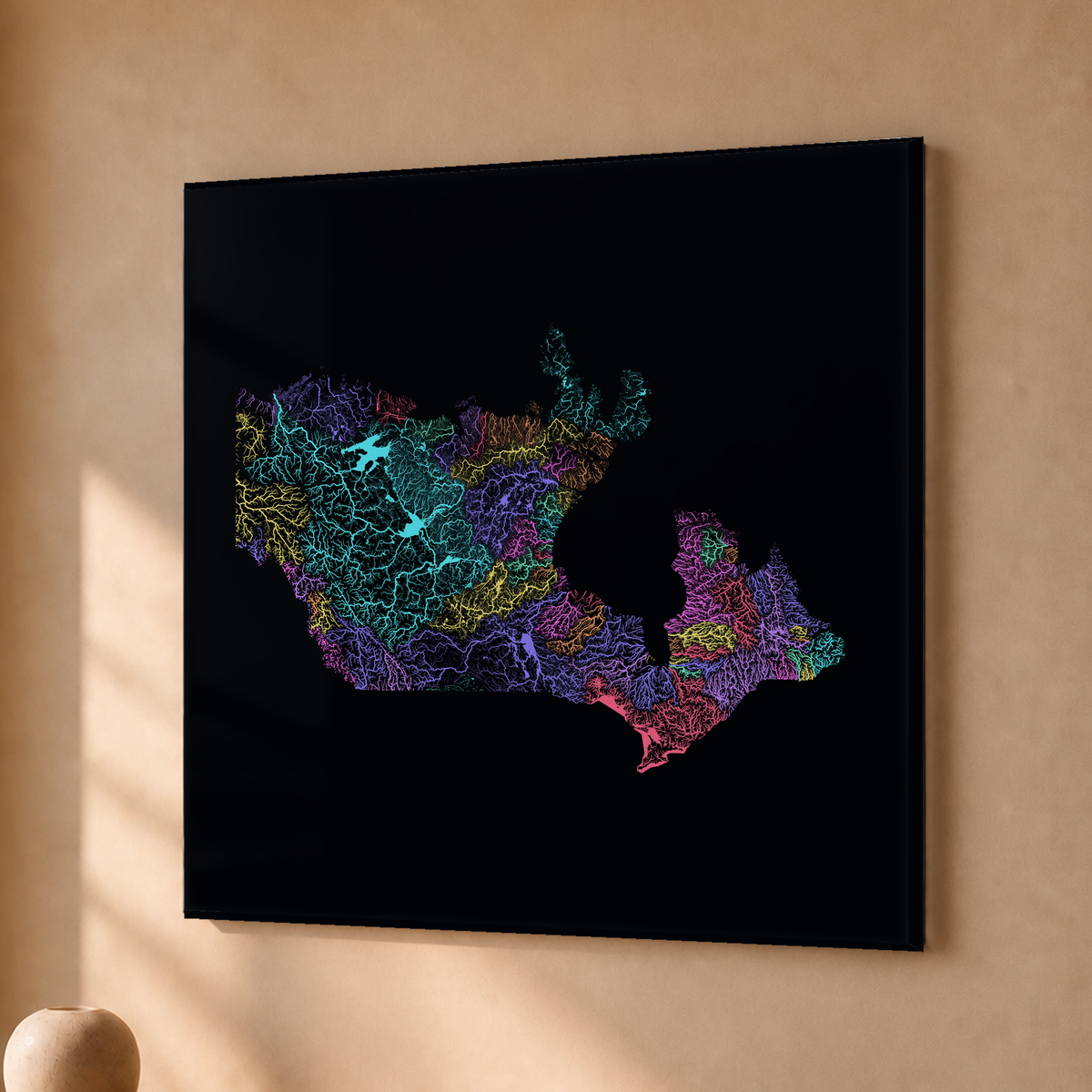 Beautiful Rivers — Canadá — Neon por território, Acrílico · 50 × 50 cm, Sem margem