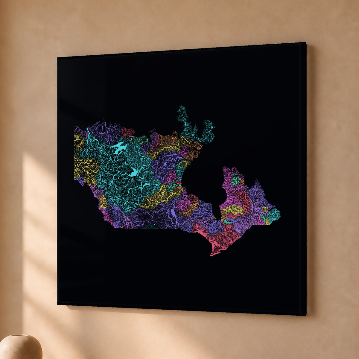 Beautiful Rivers — Canadá — Neon por território, Acrílico · 76 × 76 cm, Sem margem