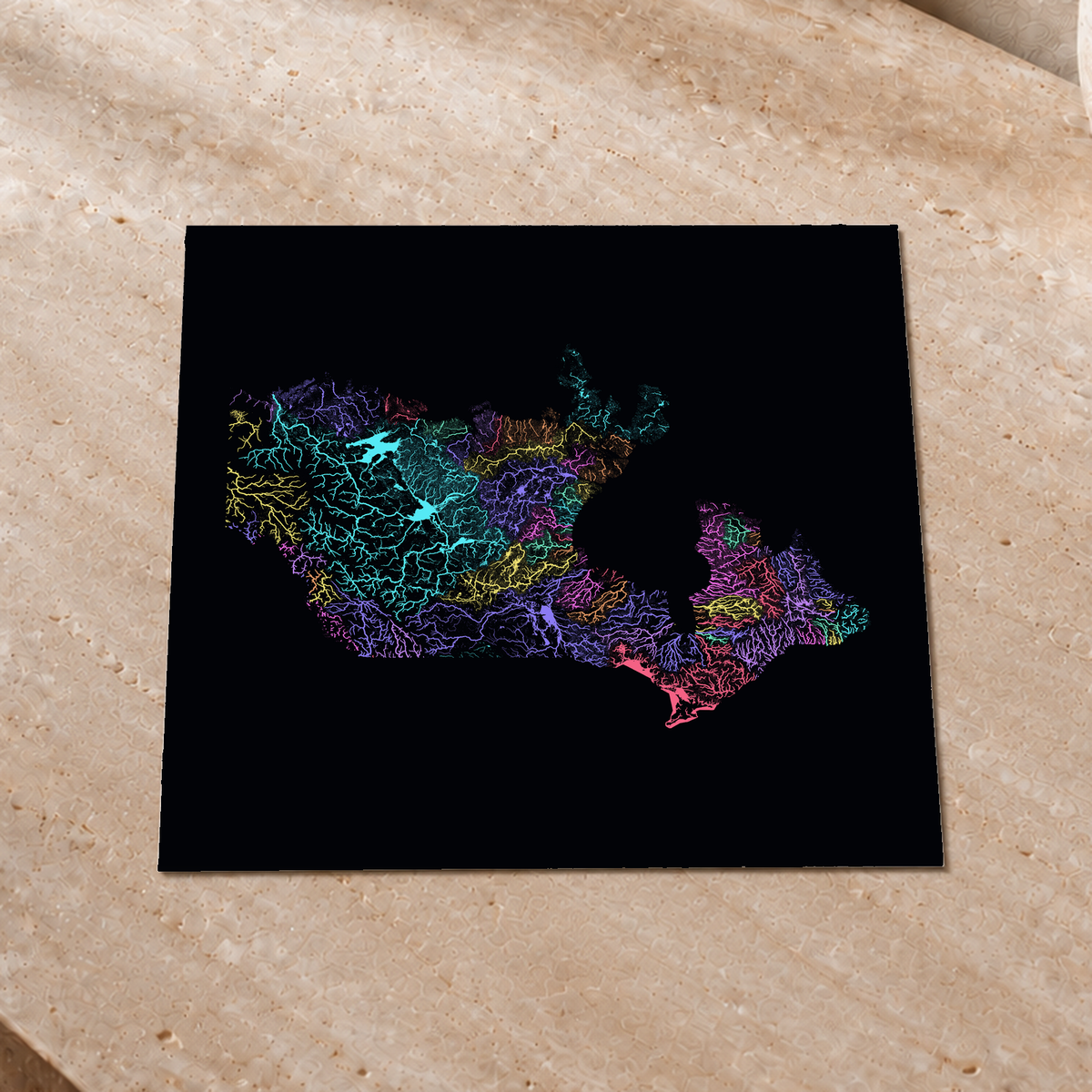 Beautiful Rivers — Canadá — Neon por território, Impressão fine art · 30 × 30 cm, Sem margem