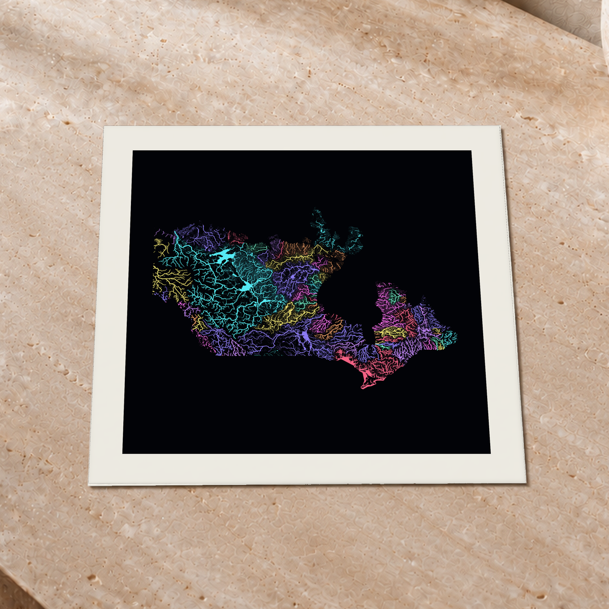 Beautiful Rivers — Canadá — Neon por território, Impressão fine art · 30 × 30 cm, Margem branca