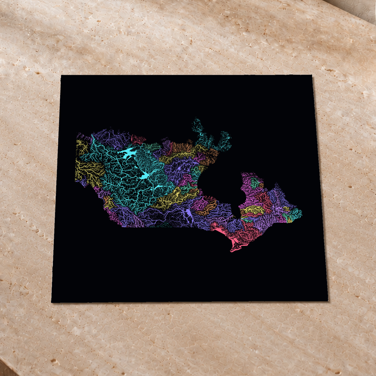 Beautiful Rivers — Canadá — Neon por território, Impressão fine art · 50 × 50 cm, Sem margem