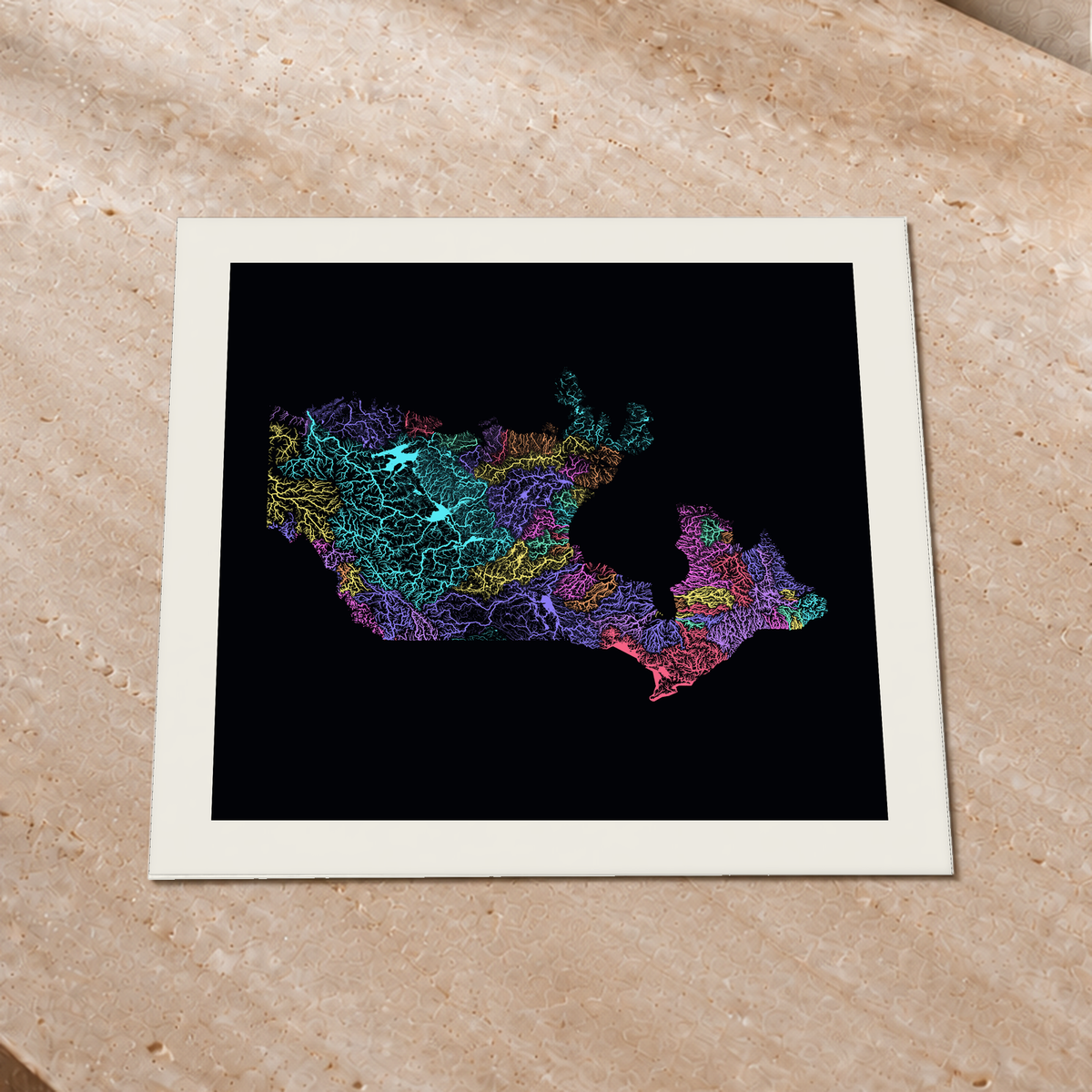 Beautiful Rivers — Canadá — Neon por território, Impressão fine art · 50 × 50 cm, Margem branca