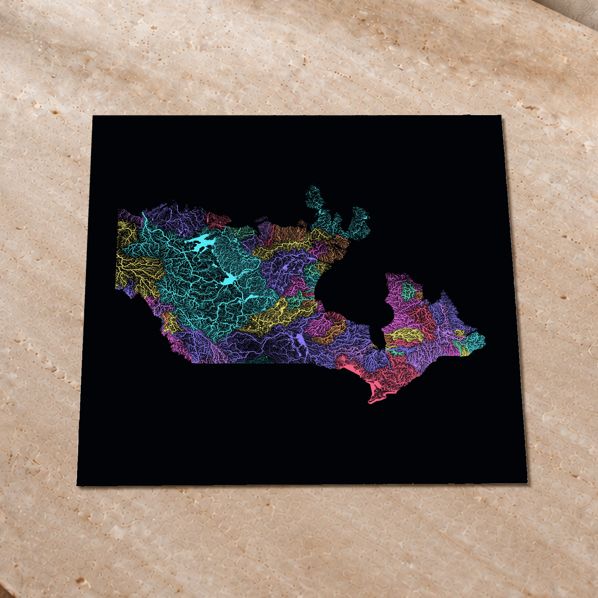 Beautiful Rivers — Canadá — Neon por território, Impressão fine art · 76 × 76 cm, Sem margem