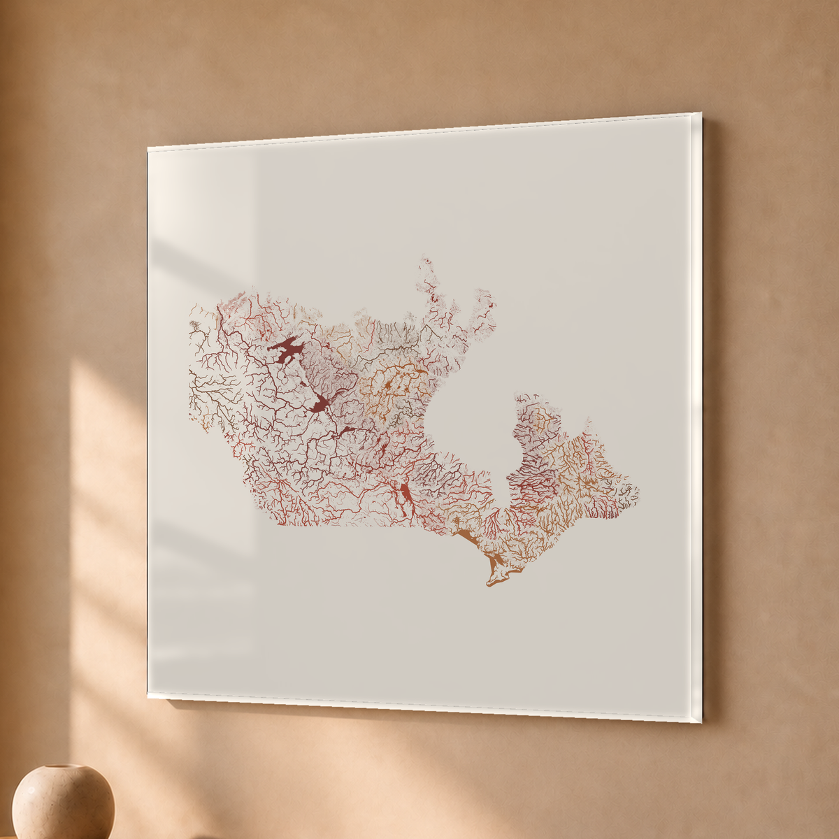 Beautiful Rivers — Canadá — Terracota e areia, Acrílico · 30 × 30 cm, Sem margem