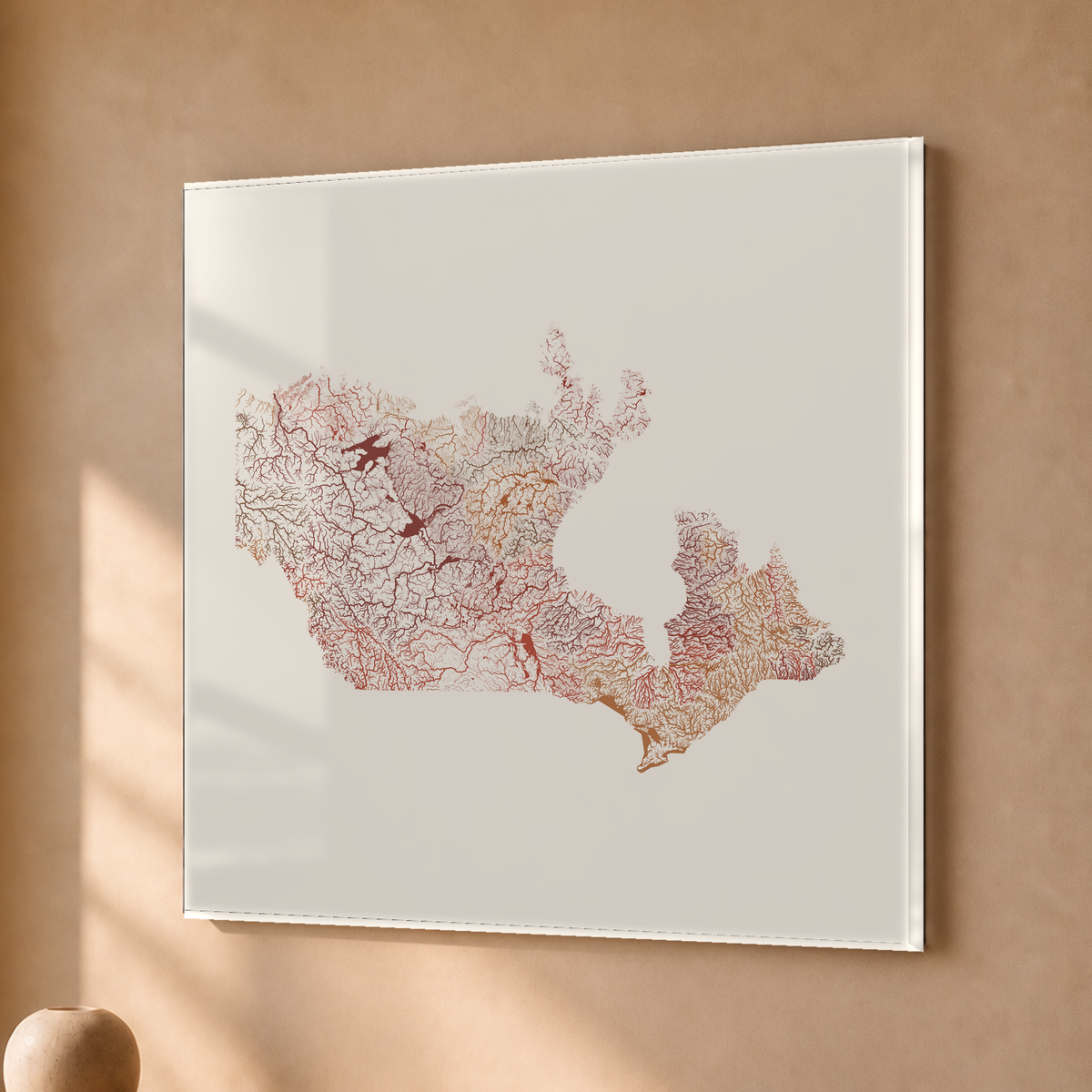 Beautiful Rivers — Canadá — Terracota e areia, Acrílico · 50 × 50 cm, Sem margem