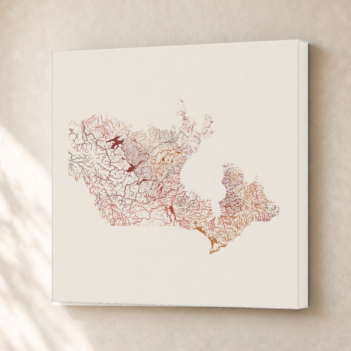 Beautiful Rivers — Canadá — Terracota e areia, Canvas · 30 × 30 cm, Sem margem
