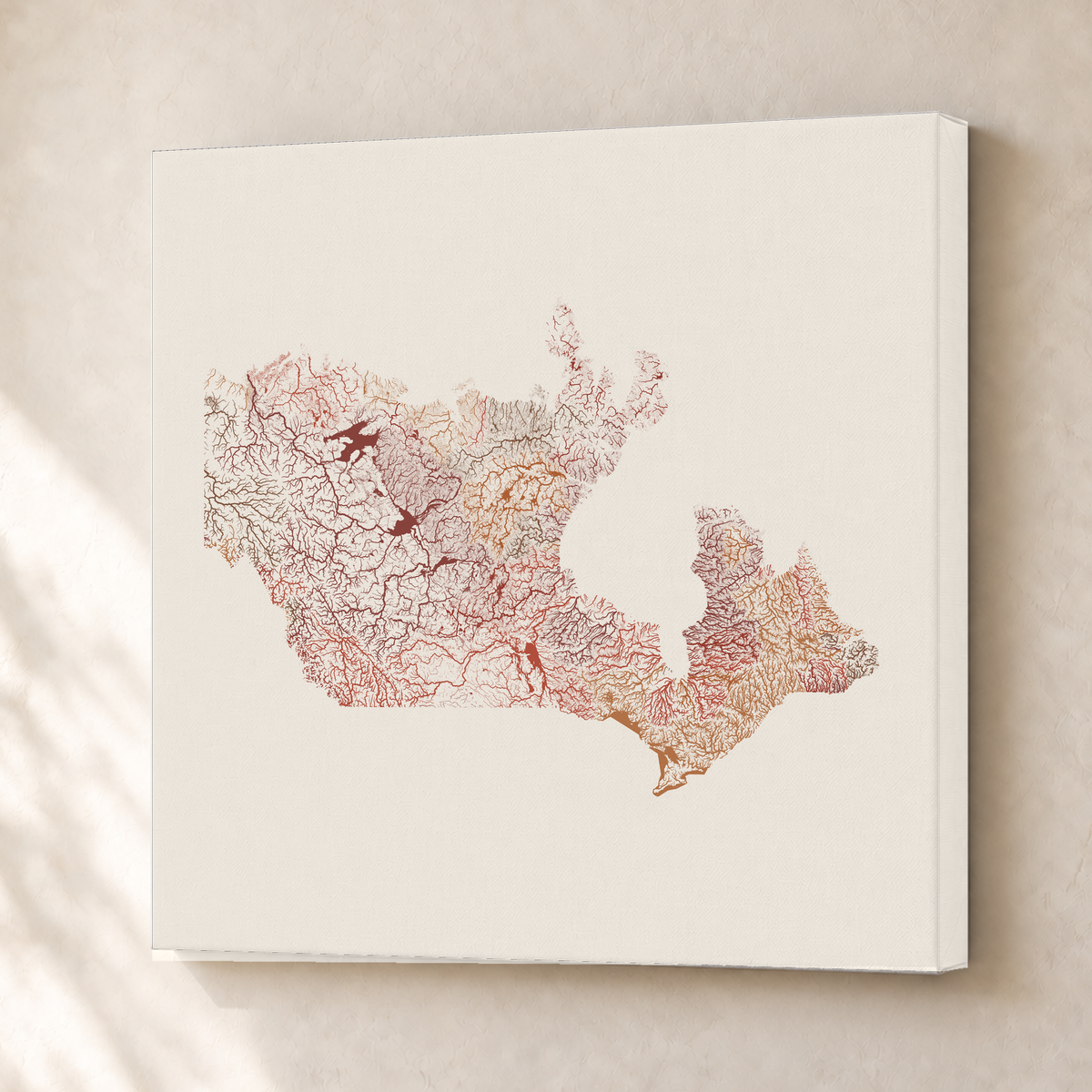 Beautiful Rivers — Canadá — Terracota e areia, Canvas · 50 × 50 cm, Sem margem