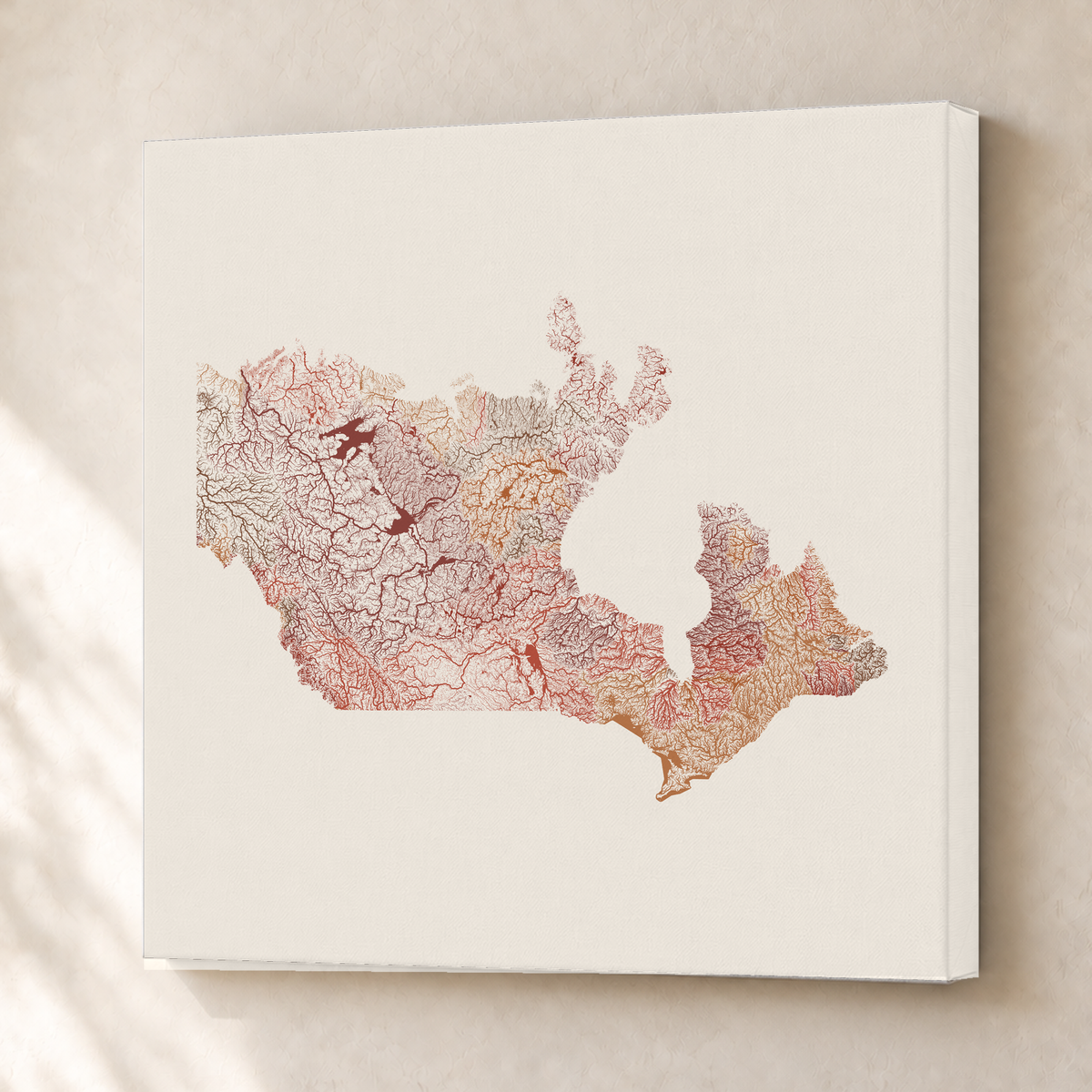 Beautiful Rivers — Canadá — Terracota e areia, Canvas · 76 × 76 cm, Sem margem