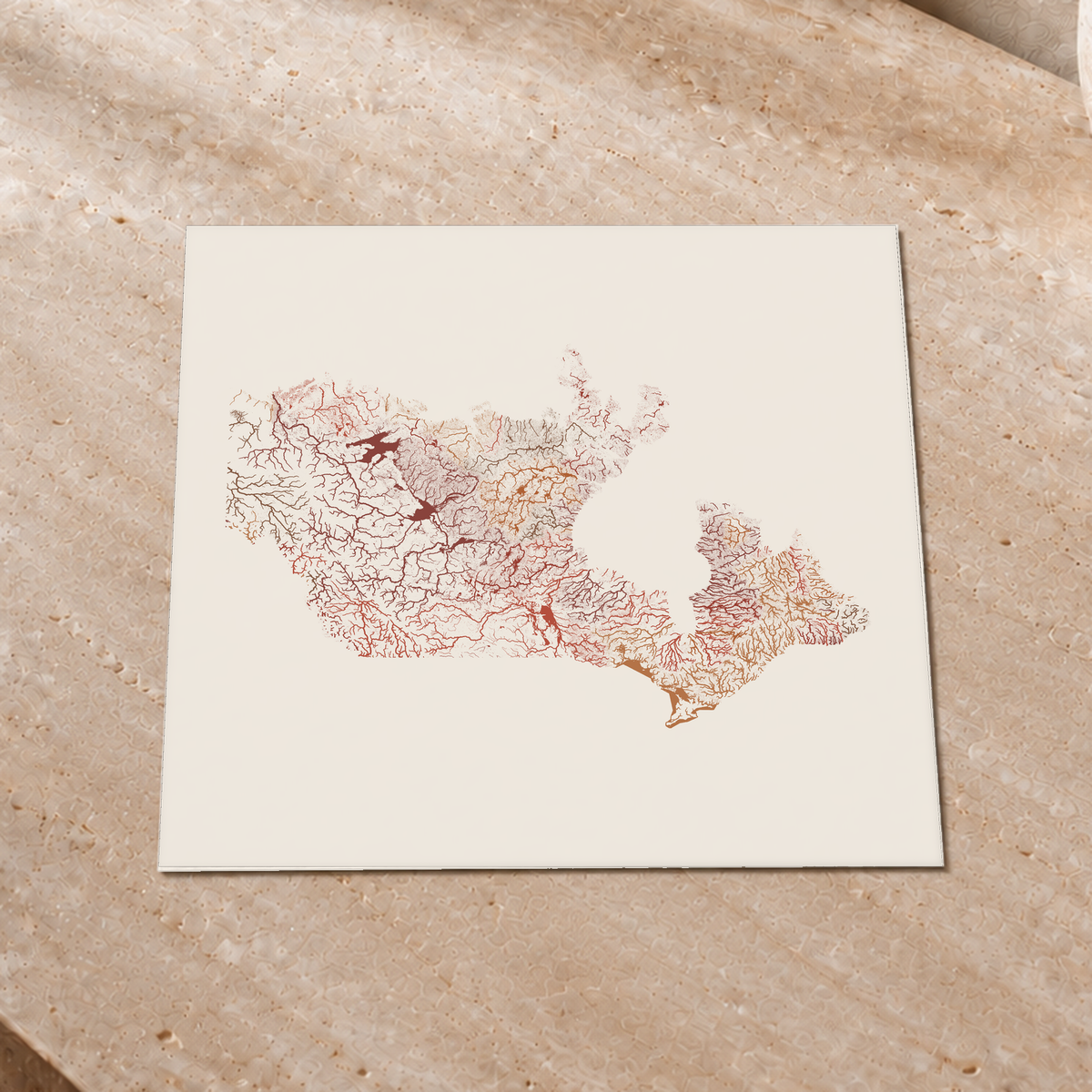 Beautiful Rivers — Canadá — Terracota e areia, Impressão fine art · 30 × 30 cm, Sem margem