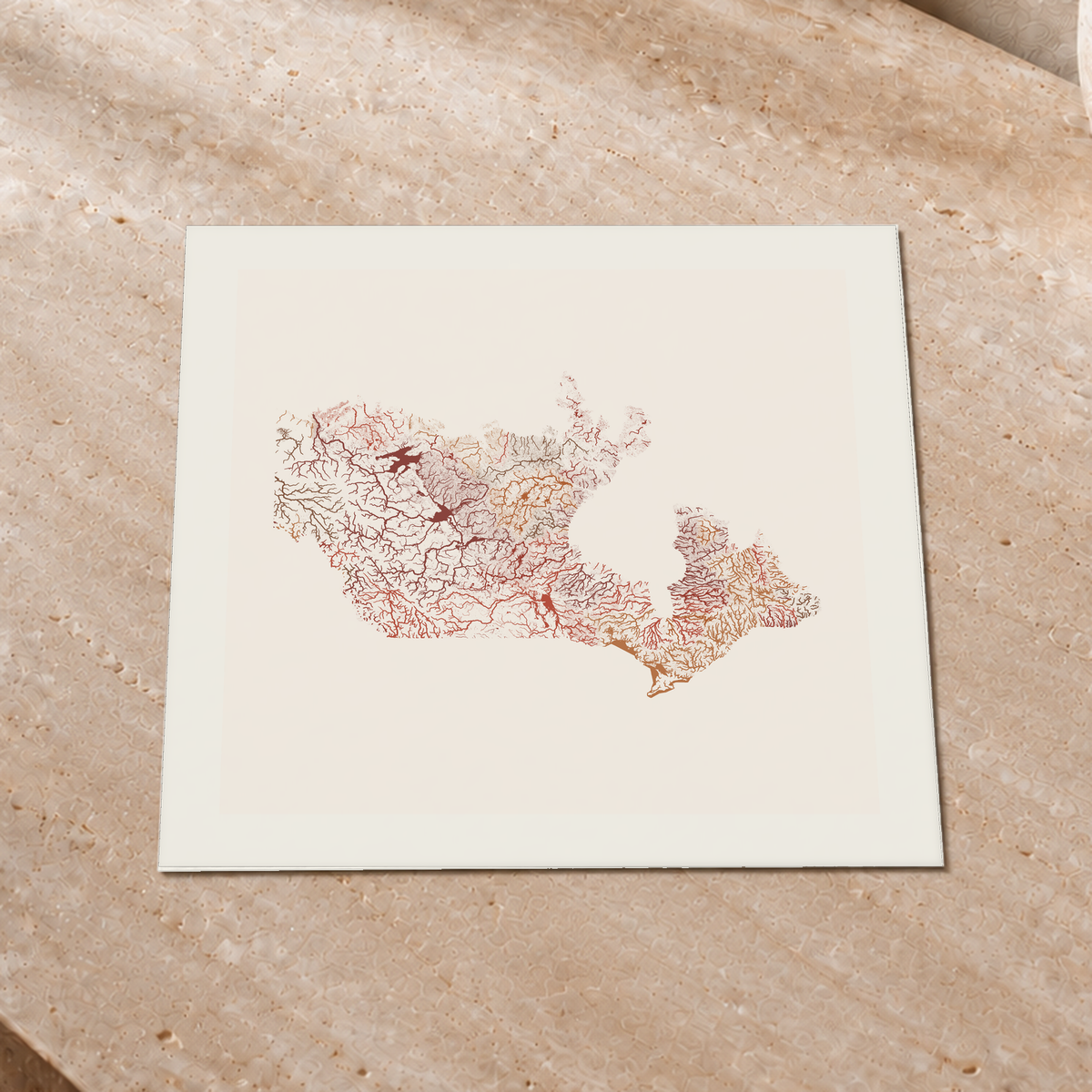 Beautiful Rivers — Canadá — Terracota e areia, Impressão fine art · 30 × 30 cm, Margem branca