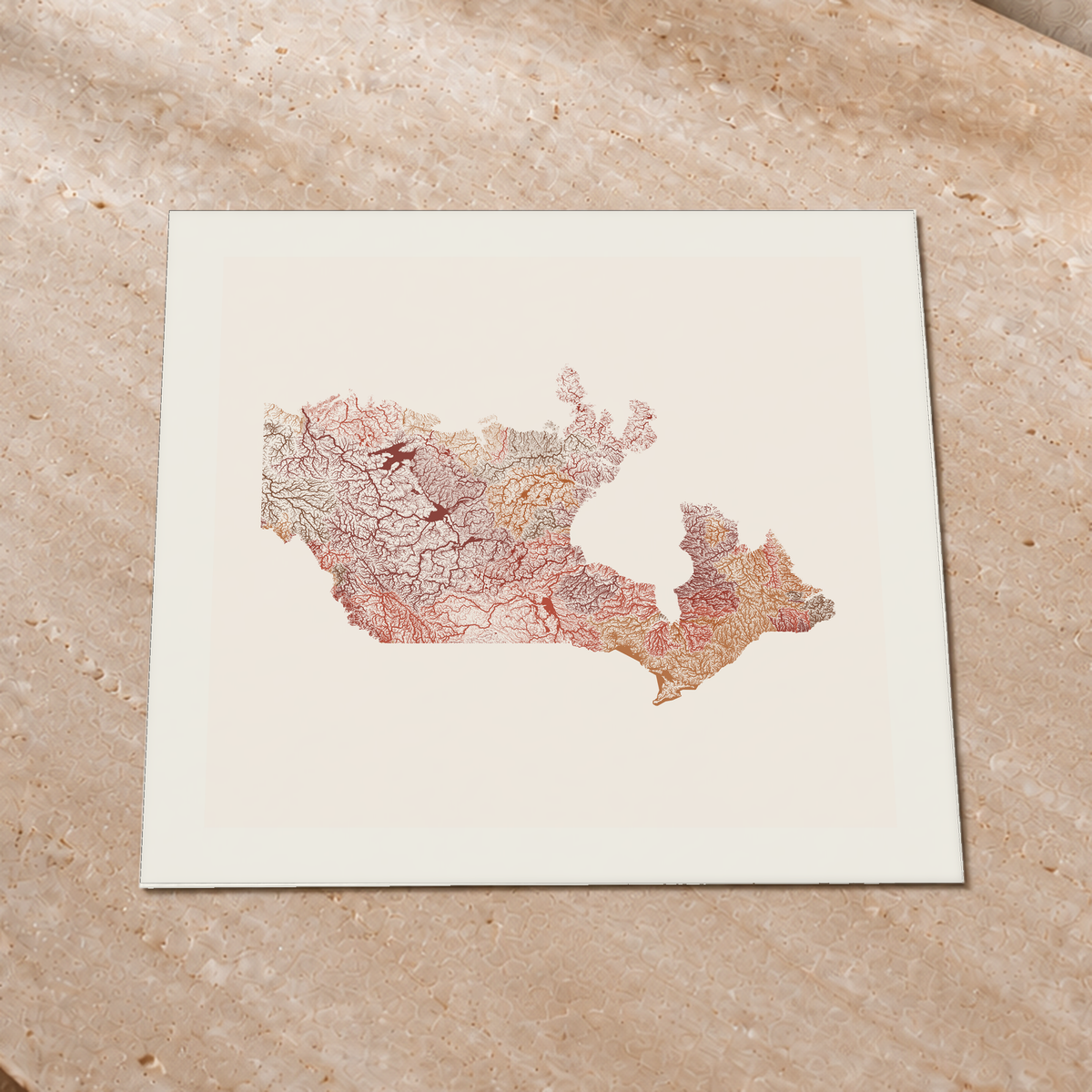 Beautiful Rivers — Canadá — Terracota e areia, Impressão fine art · 76 × 76 cm, Margem branca