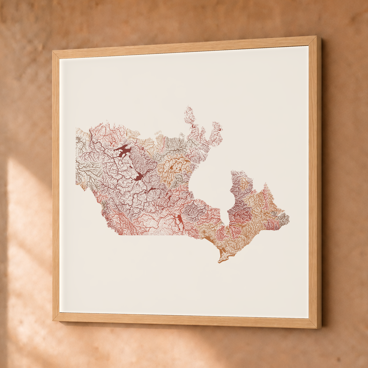 Beautiful Rivers — Canadá — Terracota e areia, Fine art emoldurado · 76 × 76 cm, Natural · Sem margem