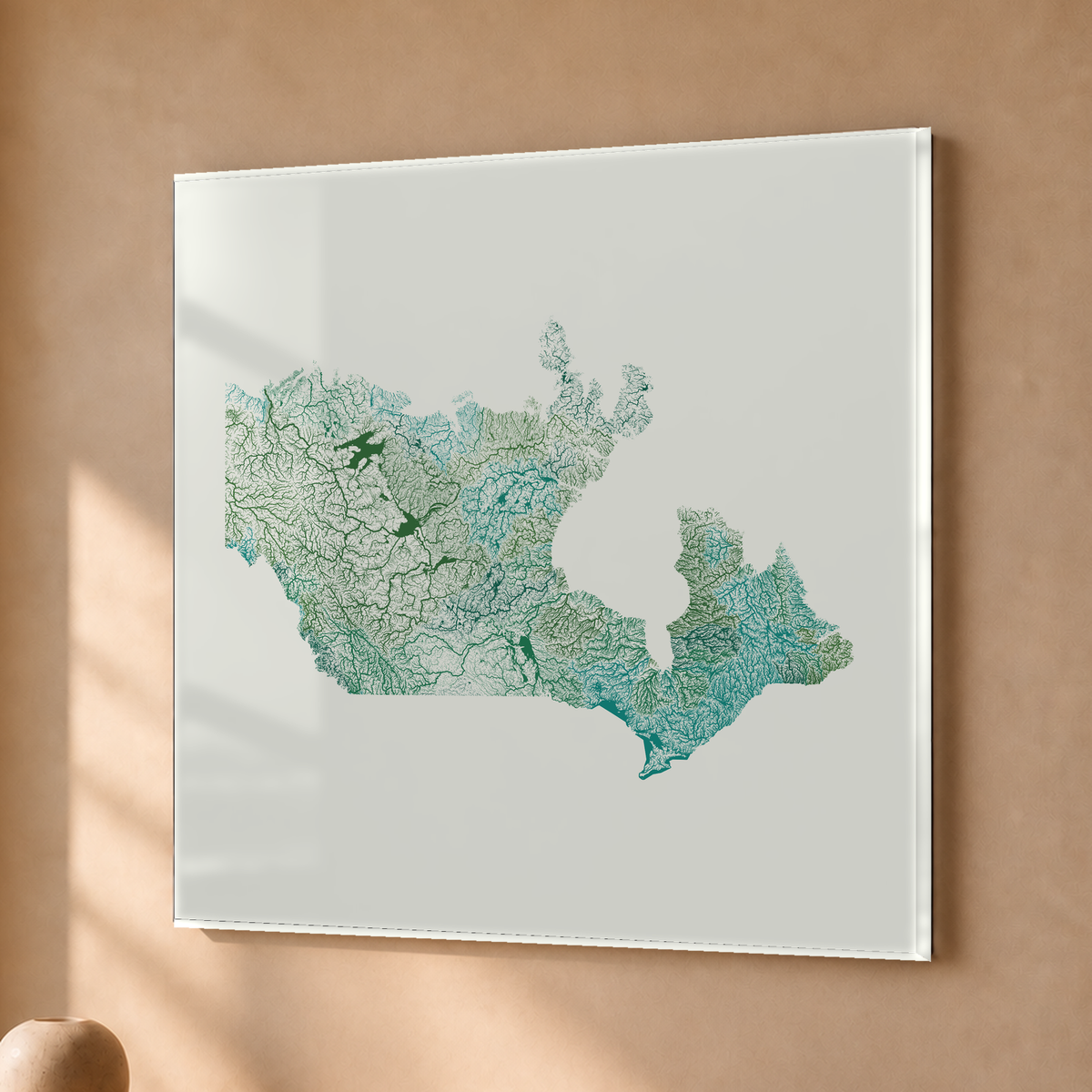 Beautiful Rivers — Canadá — Verde jade e porcelana, Acrílico · 76 × 76 cm, Sem margem