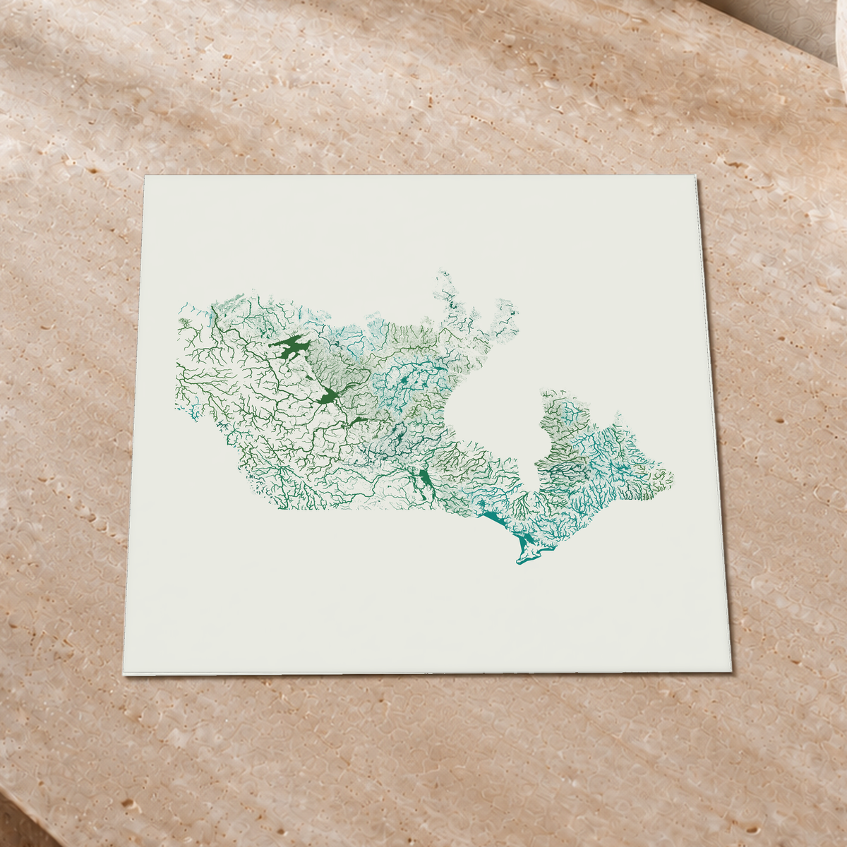 Beautiful Rivers — Canadá — Verde jade e porcelana, Impressão fine art · 30 × 30 cm, Sem margem