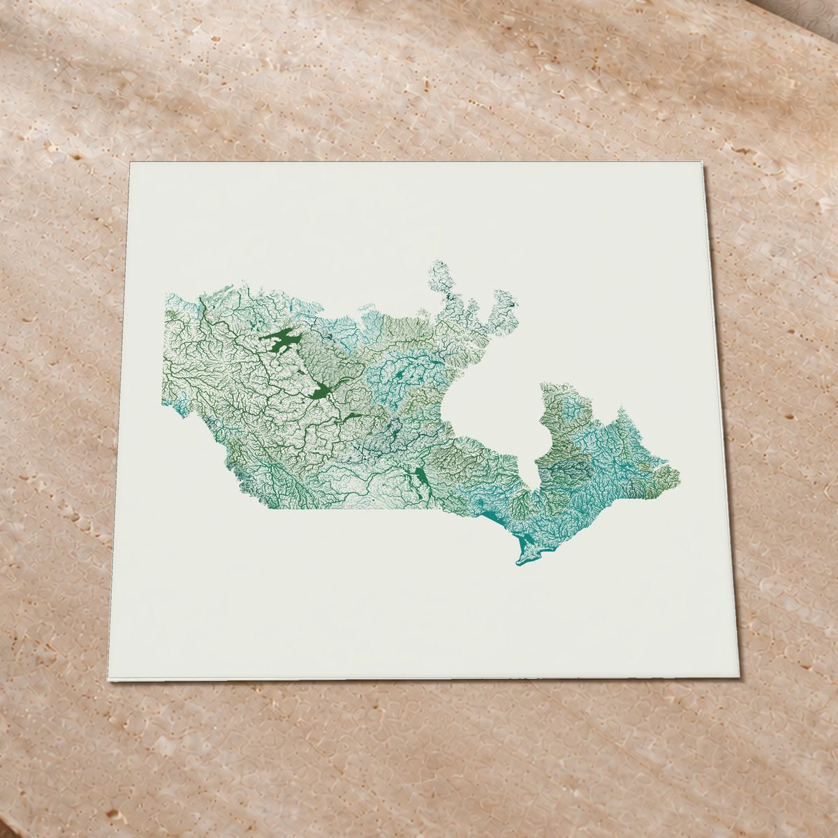 Beautiful Rivers — Canadá — Verde jade e porcelana, Impressão fine art · 76 × 76 cm, Sem margem