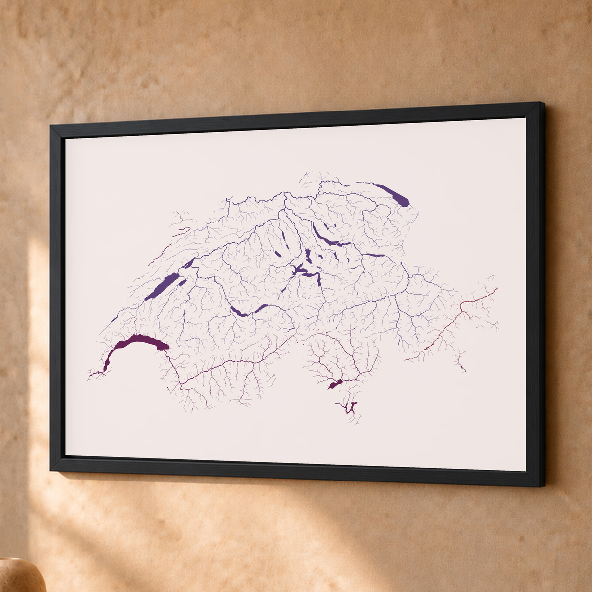 Beautiful Rivers — Suíça — Ameixa e rosé, Fine art emoldurado · 30 × 40 cm, Preto · Sem margem