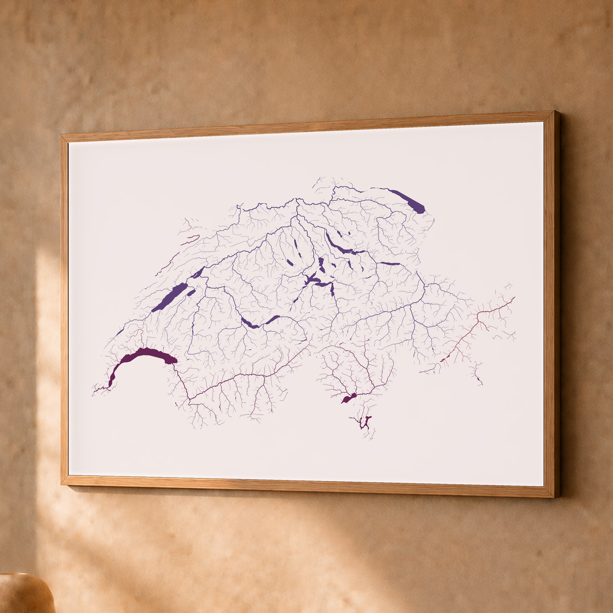 Beautiful Rivers — Suíça — Ameixa e rosé, Fine art emoldurado · 30 × 40 cm, Natural · Sem margem