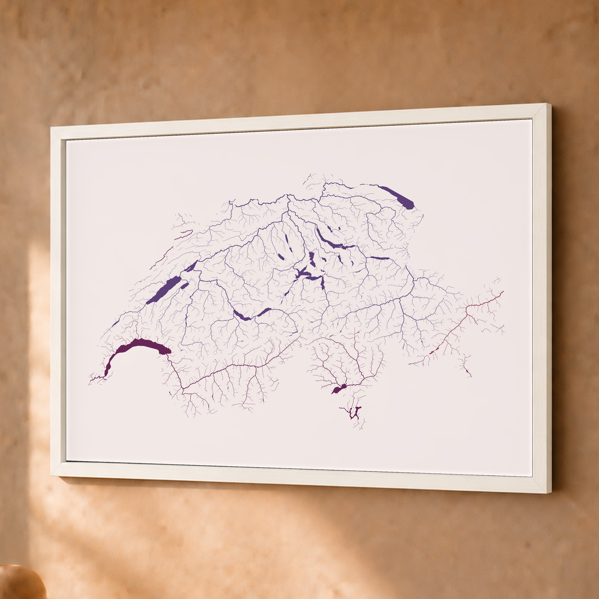 Beautiful Rivers — Suíça — Ameixa e rosé, Fine art emoldurado · 30 × 40 cm, Branco · Sem margem