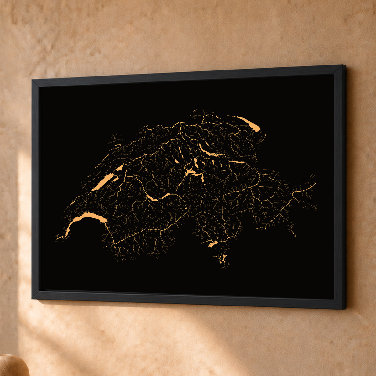 Beautiful Rivers — Suíça — Cobre, Fine art emoldurado · 30 × 40 cm, Preto · Sem margem