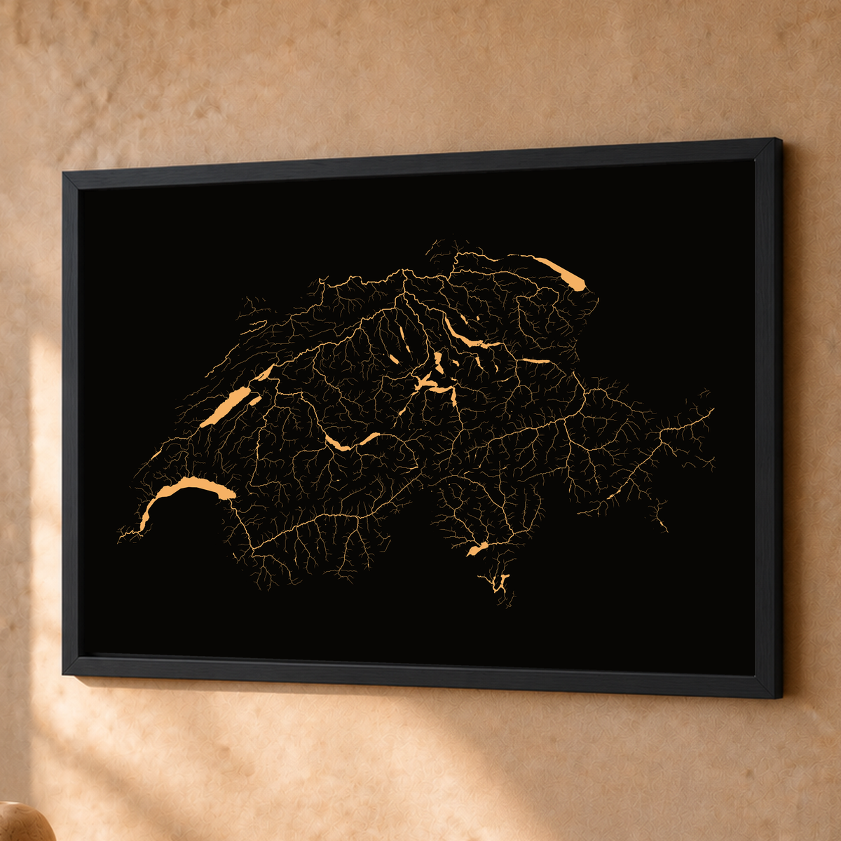 Beautiful Rivers — Suíça — Cobre, Fine art emoldurado · 45 × 60 cm, Preto · Sem margem