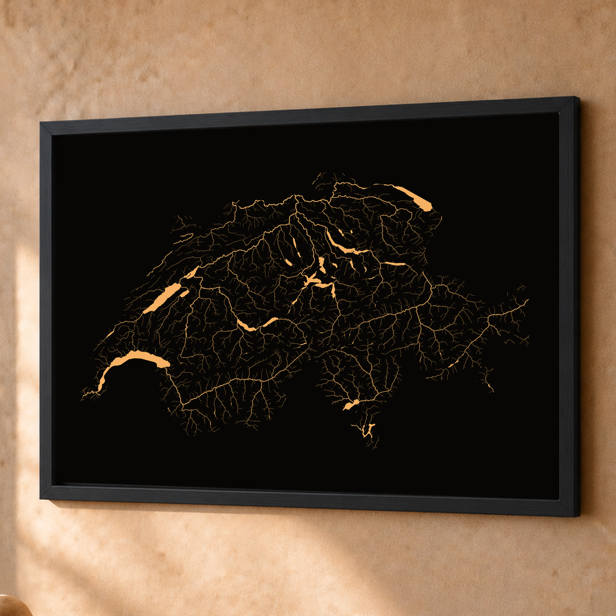 Beautiful Rivers — Suíça — Cobre, Fine art emoldurado · 60 × 80 cm, Preto · Sem margem