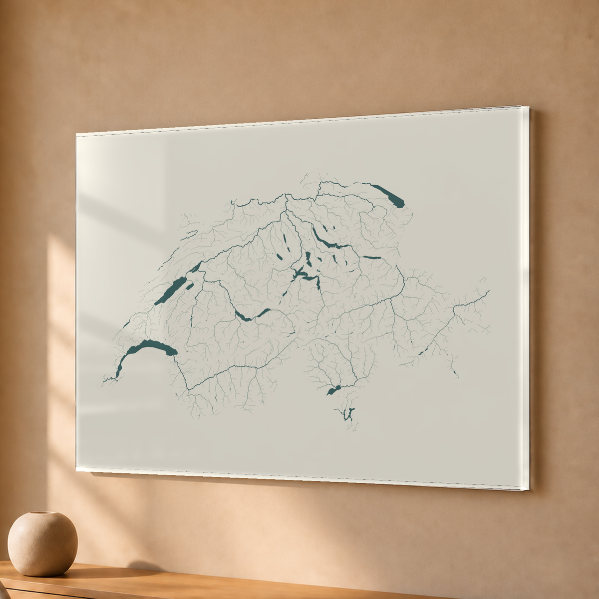 Beautiful Rivers — Suíça — Natural e luminosa, Acrílico · 30 × 40 cm, Sem margem