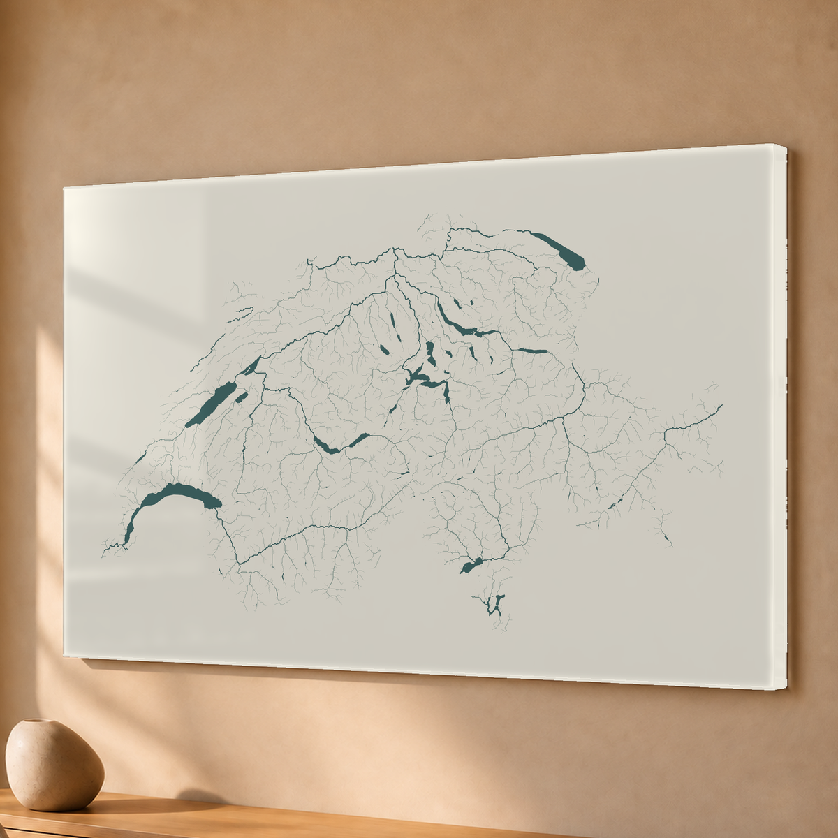 Beautiful Rivers — Suíça — Natural e luminosa, Acrílico · 40 × 60 cm, Sem margem