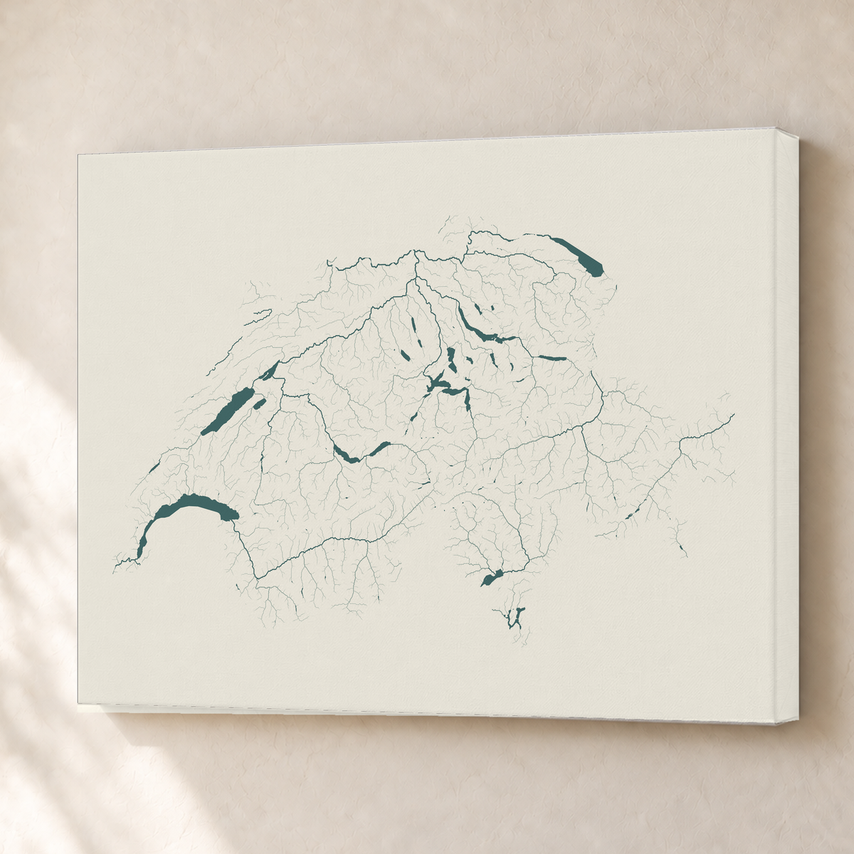 Beautiful Rivers — Suíça — Natural e luminosa, Canvas · 45 × 60 cm, Sem margem