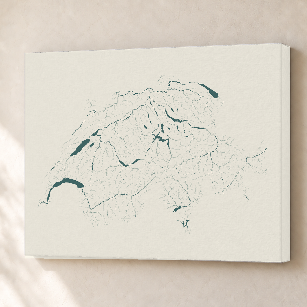 Beautiful Rivers — Suíça — Natural e luminosa, Canvas · 60 × 80 cm, Sem margem