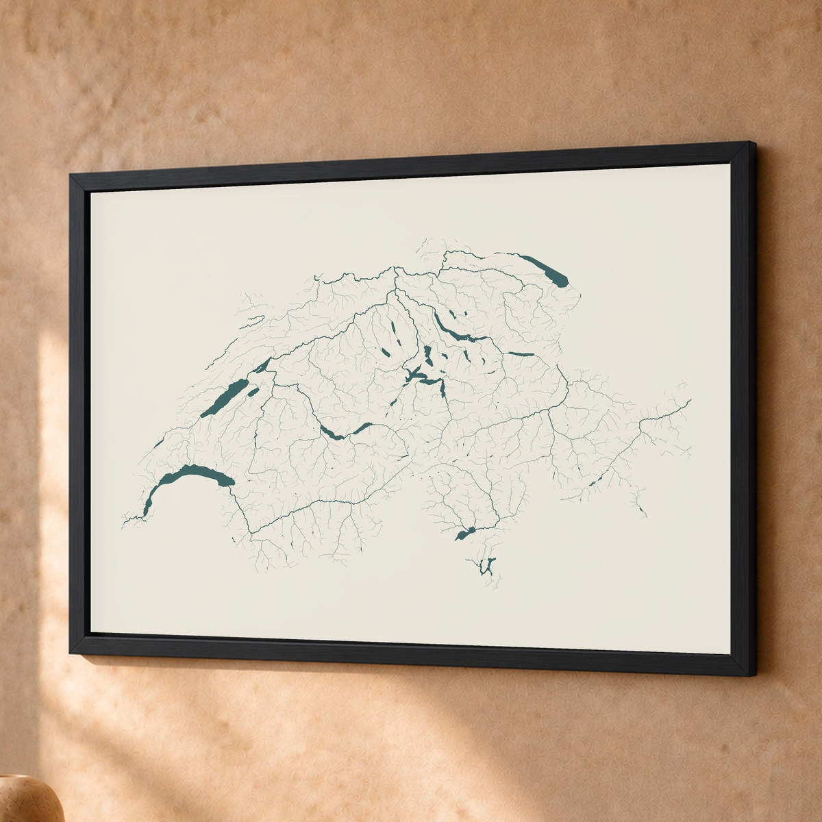 Beautiful Rivers — Suíça — Natural e luminosa, Fine art emoldurado · 30 × 40 cm, Preto · Sem margem