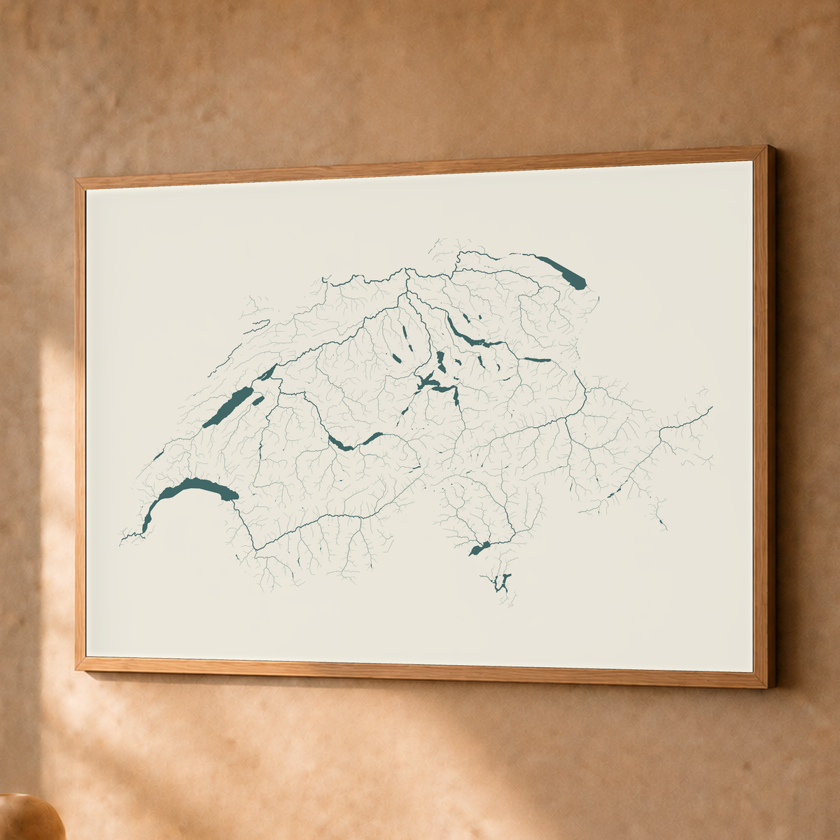 Beautiful Rivers — Suíça — Natural e luminosa, Fine art emoldurado · 45 × 60 cm, Natural · Sem margem