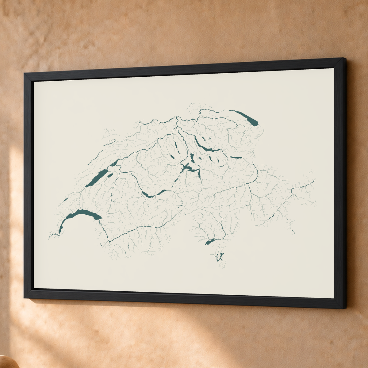 Beautiful Rivers — Suíça — Natural e luminosa, Fine art emoldurado · 60 × 80 cm, Preto · Sem margem