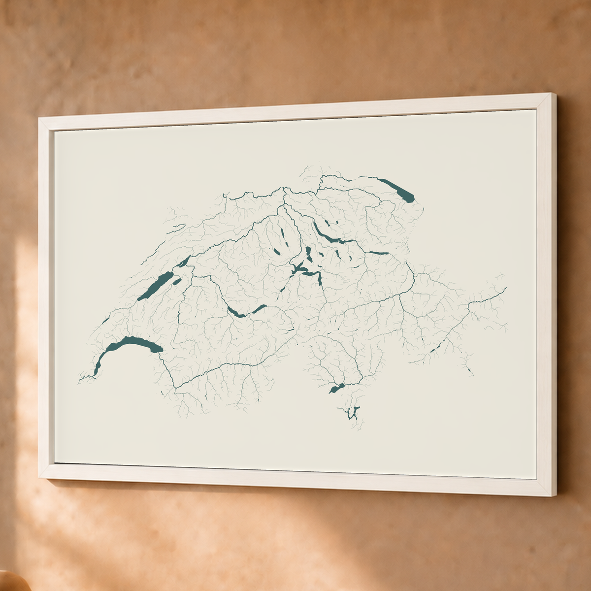 Beautiful Rivers — Suíça — Natural e luminosa, Fine art emoldurado · 60 × 80 cm, Branco · Sem margem