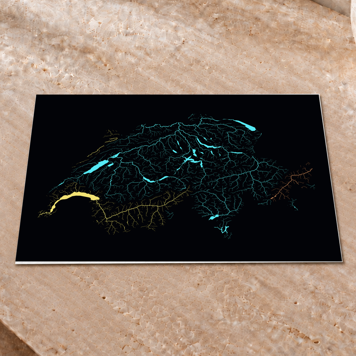 Beautiful Rivers — Suíça — Neon por território, Impressão fine art · 30 × 40 cm, Sem margem